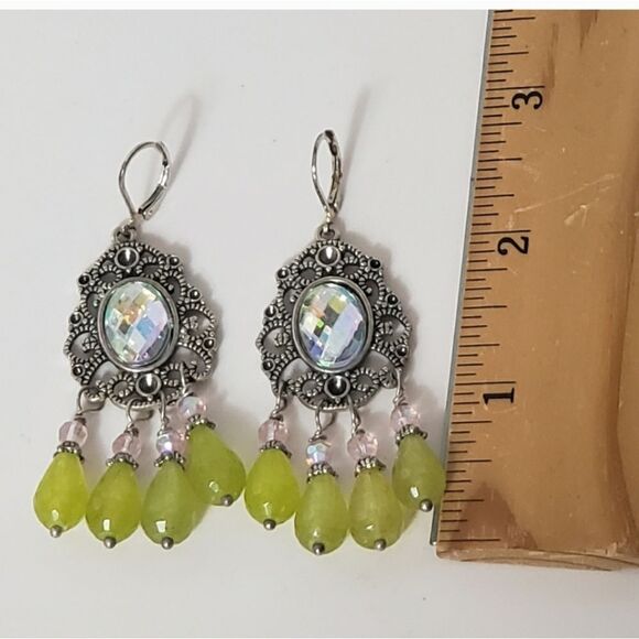 ARTISAN Dangling Chandelier Wire-Wrapped Bead Leverback Earrings - Picture 8 of 9